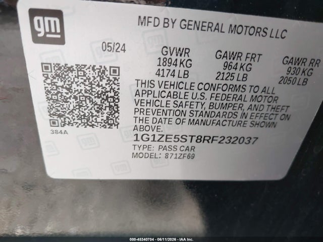 1G1ZE5ST8RF232037 Chevrolet Malibu Fwd 2lt