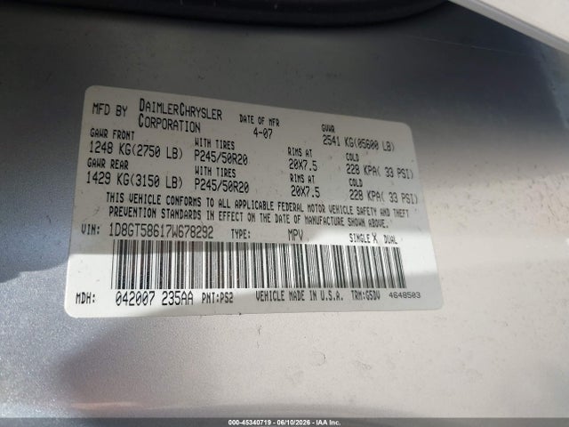 Продажа на аукционе авто 2007 Dodge Nitro Slt/rt, vin: 1D8GT58617W678292, номер лота: 45340719