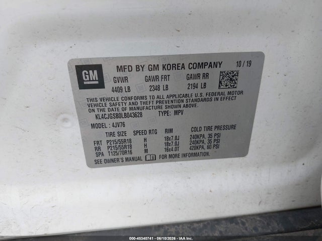 Buick Encore Awd Essence 2020 KL4CJGSB0LB043628 Image 9
