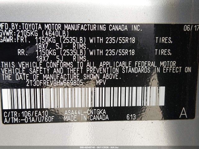 Toyota Rav4 Limited 2017 2T3DFREV9HW669805 Image 9