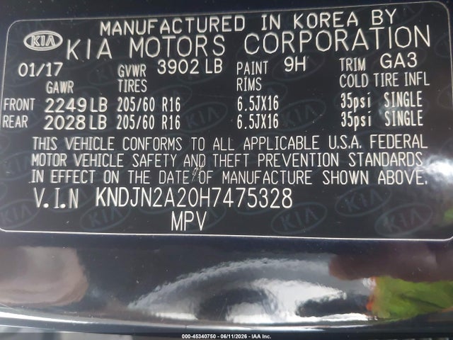 KIA Soul ! 2017 KNDJN2A20H7475328 Image 9
