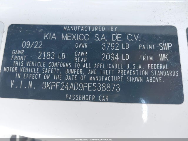 KIA Forte Lxs 2023 3KPF24AD9PE538873 Image 9