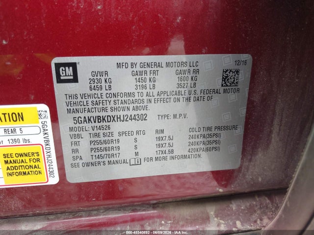 Продажа на аукционе авто 2017 Buick Enclave Leather, vin: 5GAKVBKDXHJ244302, номер лота: 45340892