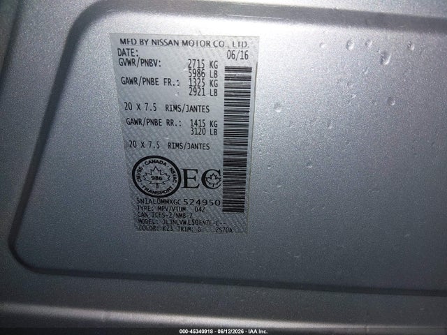5N1AL0MMXGC524950 Infiniti QX60
