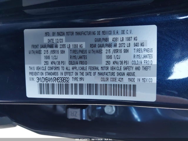 Aukcja sprzedaży 2024 Mazda Cx-30 2.5 S, vin: 3MVDMBAMXRM639692, numer aukcji: 45340973