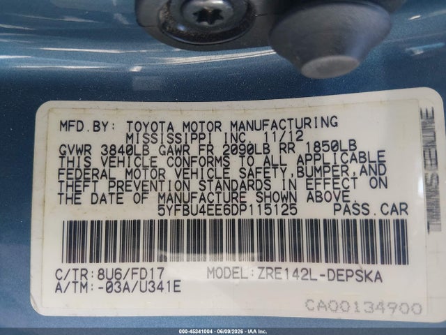 Продаж на аукціоні авто 2013 Toyota Corolla S, vin: 5YFBU4EE6DP115125, номер лоту: 45341004