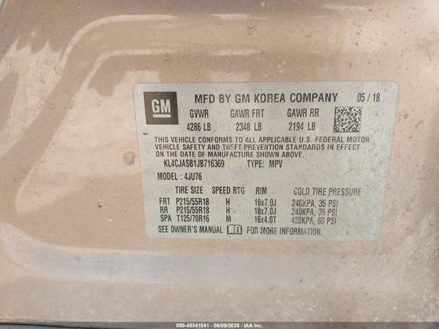 Aukcja sprzedaży 2018 Buick Encore Preferred, vin: KL4CJASB1JB716369, numer aukcji: 45341041