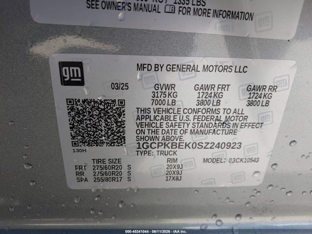 1GCPKBEK0SZ240923 Chevrolet Silverado 1500 4wd Short Bed Custom