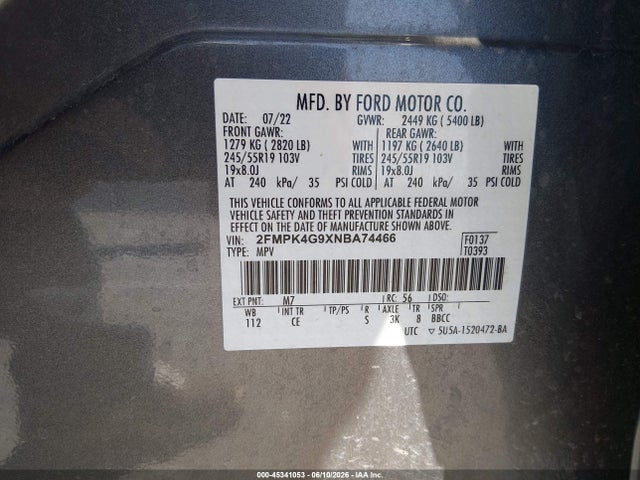 Ford EDGE SE 2022 2FMPK4G9XNBA74466 Image 9
