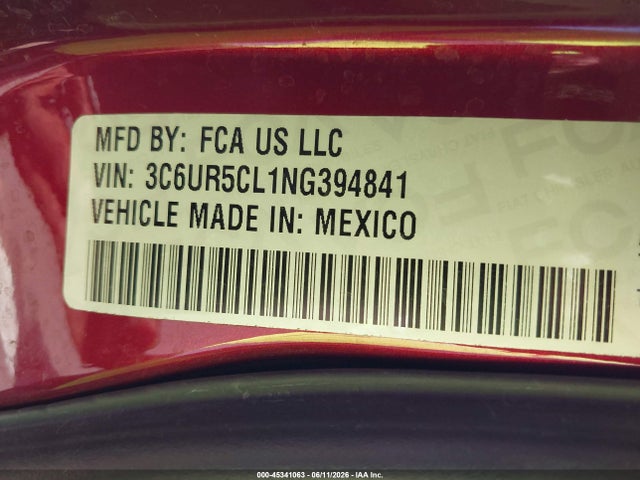 45341063 :رقم المزاد ، 3C6UR5CL1NG394841 vin ، 2022 Ram 2500 Tradesman  4x4 6'4 Box مزاد بيع