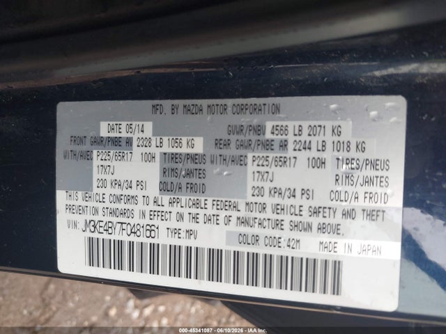 45341087 :رقم المزاد ، JM3KE4BY7F0481661 vin ، 2015 Mazda Cx-5 Sport مزاد بيع