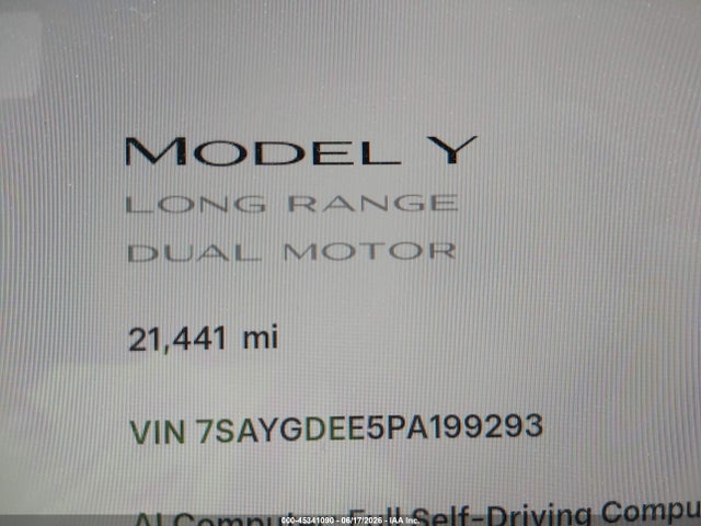Продаж на аукціоні авто 2023 Tesla Model Y Awd/long Range Dual Motor All-wheel Drive, vin: 7SAYGDEE5PA199293, номер лоту: 45341090