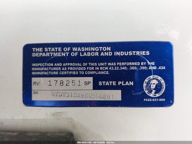 4YDT31S29EC506891 Keystone Cougar
