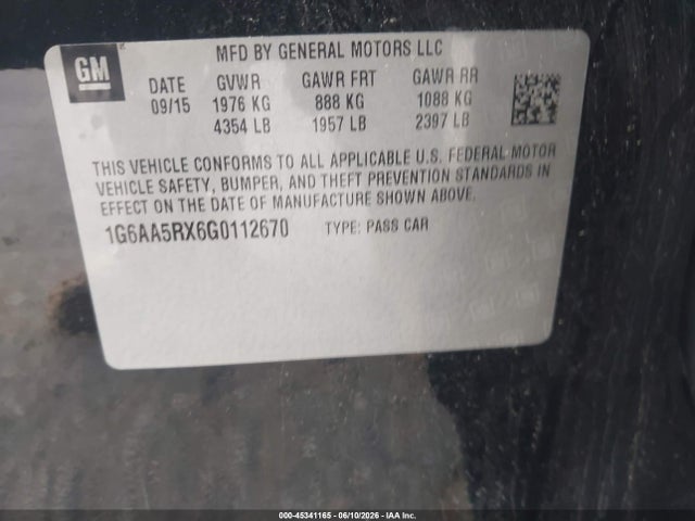 Aukcja sprzedaży 2016 Cadillac Ats Standard, vin: 1G6AA5RX6G0112670, numer aukcji: 45341165