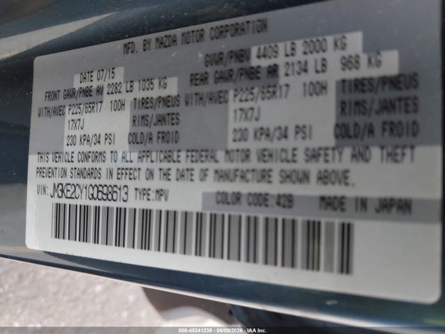 Mazda Cx-5 Touring 2016 JM3KE2CY1G0698613 Image 9