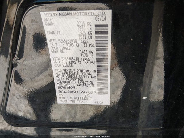 Nissan Pathfinder S 2014 5N1AR2MM5EC697623 Image 9