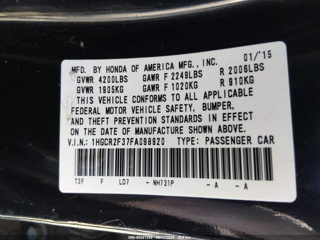 1HGCR2F37FA098920 Honda ACCORD LX