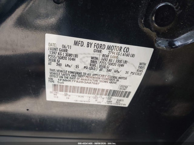 Aukcja sprzedaży 2011 Ford Explorer Limited, vin: 1FMHK7F82BGA87697, numer aukcji: 45341405