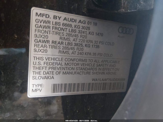 Audi Q7 3.0t Premium 2018 WA1LAAF70JD030088 Image 9