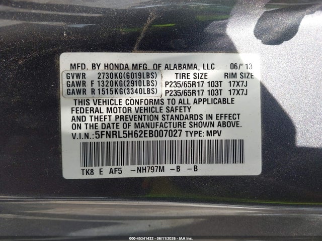 Honda Odyssey Ex-l 2014 5FNRL5H62EB007027 Image 9