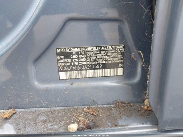 Auction sale of the 2003 Mercedes-benz E 320, vin: WDBUF65J63A211589, lot number: 45341437