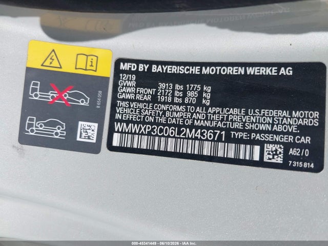 Продаж на аукціоні авто 2020 Mini Hardtop 2 Door Cooper Se, vin: WMWXP3C06L2M43671, номер лоту: 45341449