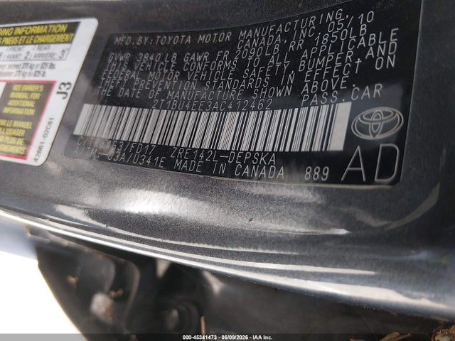 Продаж на аукціоні авто 2010 Toyota Corolla S, vin: 2T1BU4EE3AC412462, номер лоту: 45341473