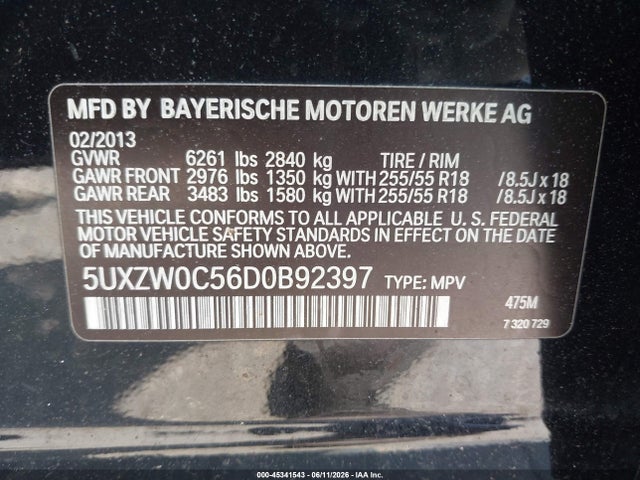 Продаж на аукціоні авто 2013 Bmw X5 Xdrive35d, vin: 5UXZW0C56D0B92397, номер лоту: 45341543