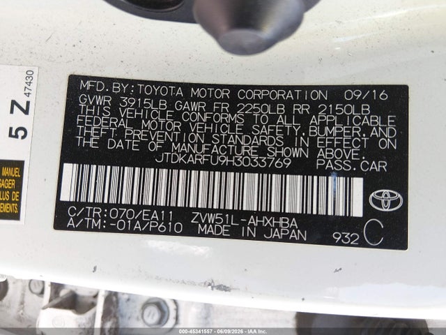JTDKARFU9H3033769 Toyota Prius Three Touring