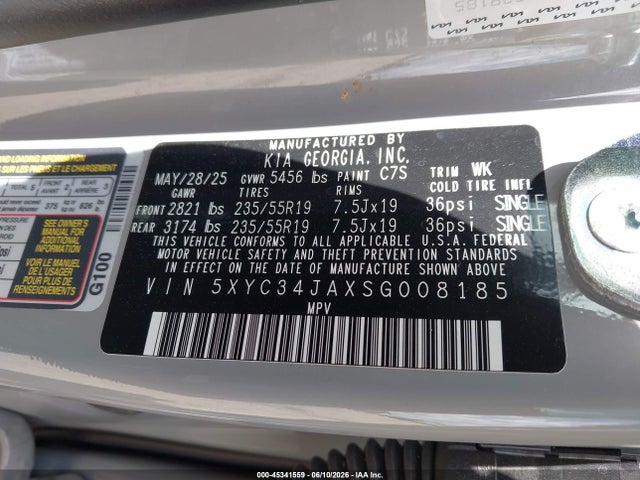2025 Kia Ev6 Light Long Range Rwd მანქანა იყიდება აუქციონზე, vin: 5XYC34JAXSG008185, აუქციონის ნომერი: 45341559
