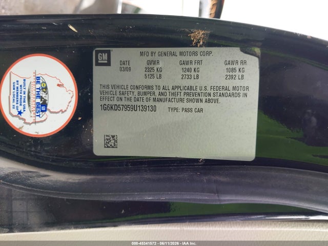 Продажа на аукционе авто 2009 Cadillac Dts 1se, vin: 1G6KD57959U139130, номер лота: 45341572