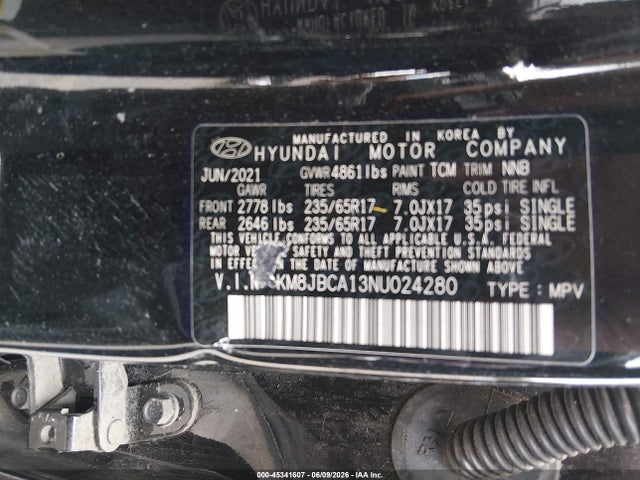 Hyundai Tucson Hybrid Blue 2022 KM8JBCA13NU024280 Image 9