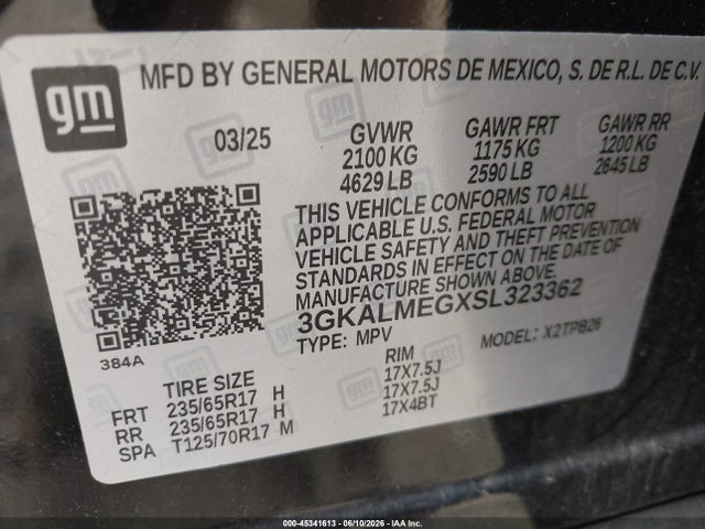 Продажа на аукционе авто 2025 Gmc Terrain Fwd Elevation, vin: 3GKALMEGXSL323362, номер лота: 45341613