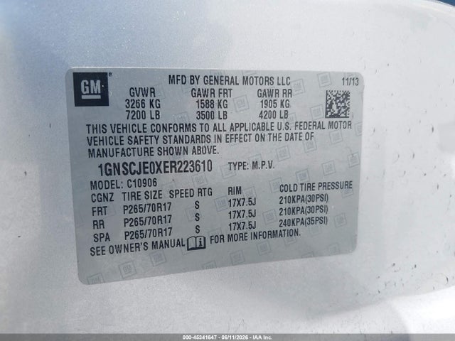 Chevrolet Suburban Lt 2014 1GNSCJE0XER223610 Image 9