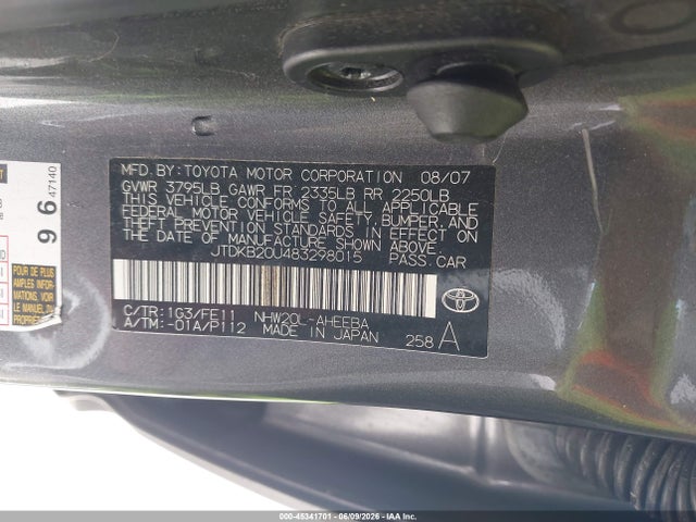 Aukcja sprzedaży 2008 Toyota Prius Touring, vin: JTDKB20U483298015, numer aukcji: 45341701
