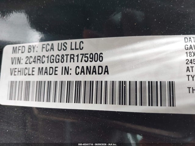 45341716 :رقم المزاد ، 2C4RC1GG8TR175906 vin ، 2026 Chrysler Pacifica Limited مزاد بيع
