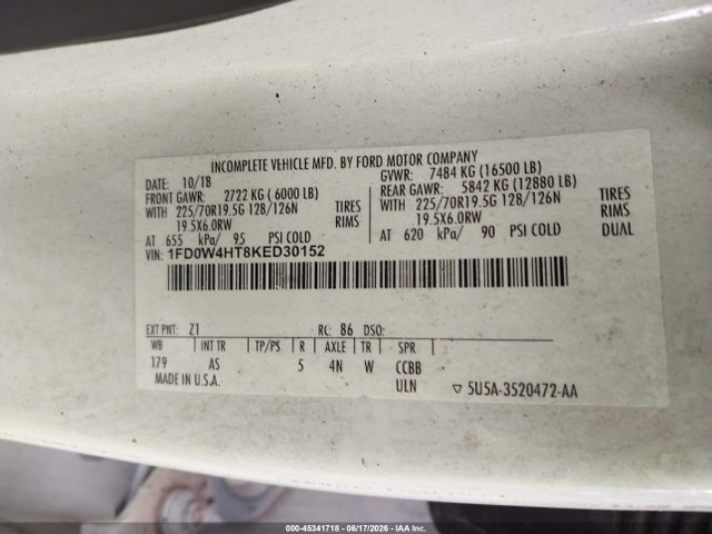 1FD0W4HT8KED30152 Ford F-450 Chassis Xl