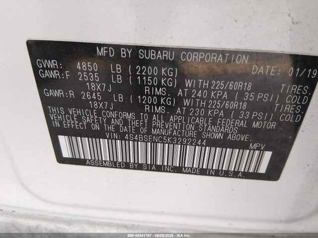 4S4BSENC5K3292244 Subaru Outback 3.6r Limited