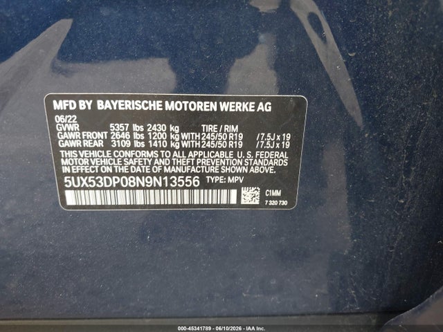 5UX53DP08N9N13556 BMW X3 Xdrive30i
