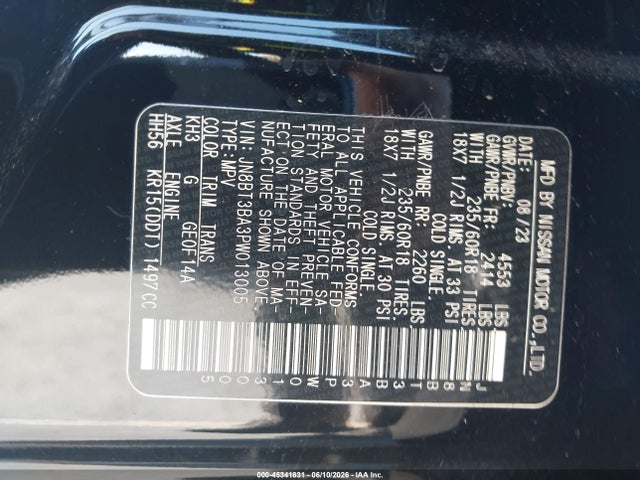 JN8BT3BA3PW013005 Nissan Rogue Sv Fwd