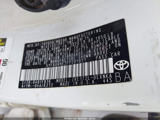 Toyota COROLLA LE 2015 5YFBURHE2FP201821 Image 9