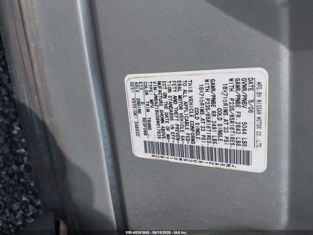 2009 Nissan Murano Sl მანქანა იყიდება აუქციონზე, vin: JN8AZ18U39W017929, აუქციონის ნომერი: 45341845
