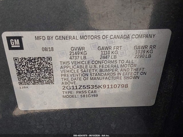Chevrolet IMPALA LT 2019 2G11Z5S35K9110798 Image 9