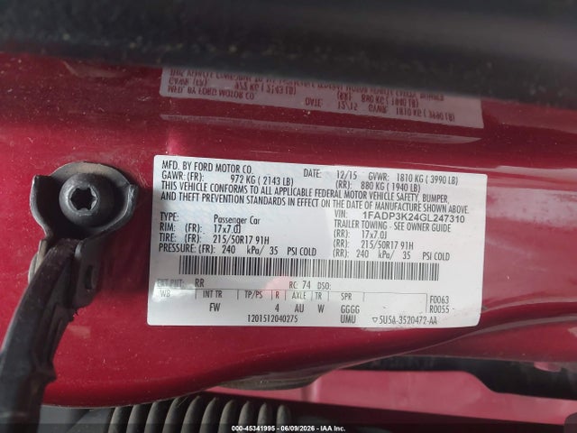 1FADP3K24GL247310 Ford FOCUS SE