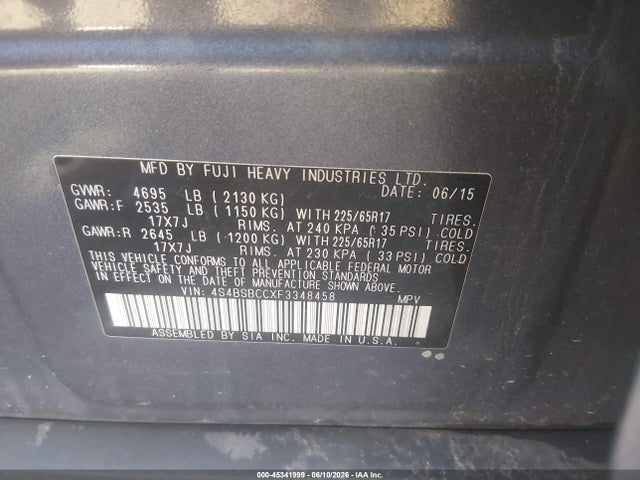 Subaru Outback 2.5i Premium 2015 4S4BSBCCXF3348458 Image 9