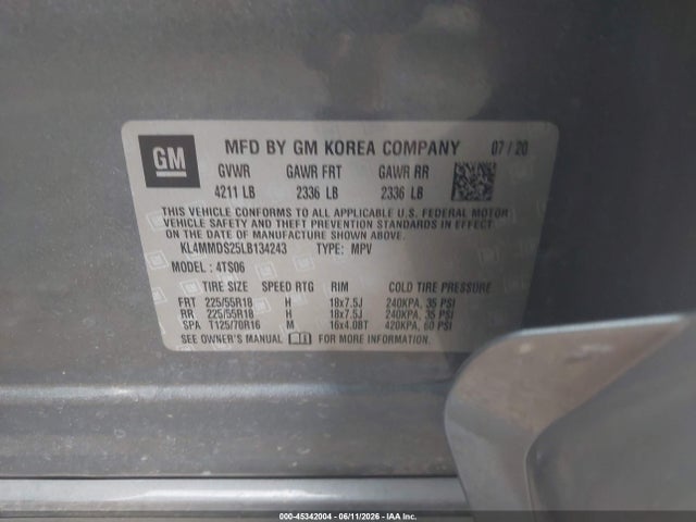 Продаж на аукціоні авто 2020 Buick Encore Gx Fwd Select, vin: KL4MMDS25LB134243, номер лоту: 45342004