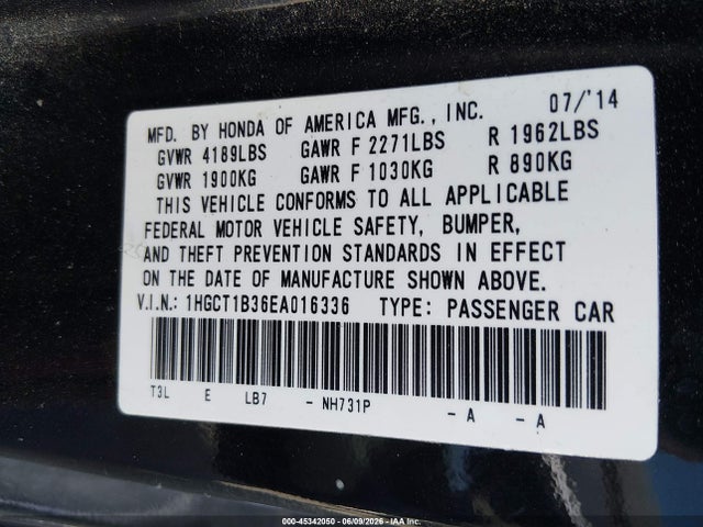 1HGCT1B36EA016336 Honda Accord Lx-s