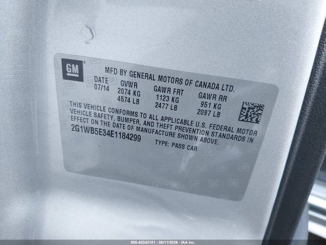 2G1WB5E34E1184299 Chevrolet Impala Limited Lt