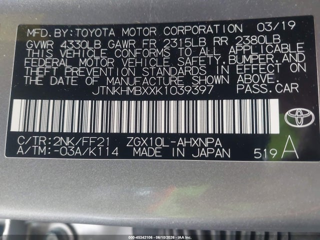 JTNKHMBXXK1039397 Toyota C-HR XLE