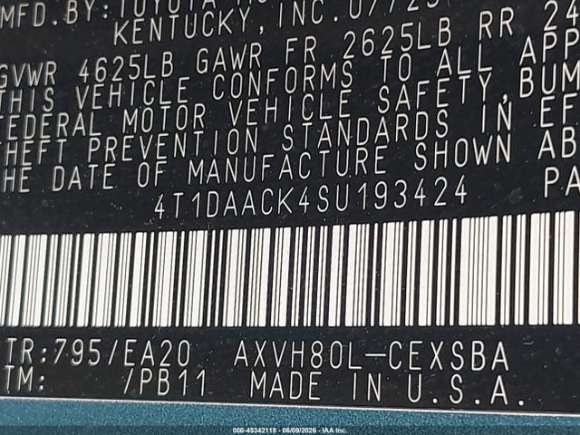 Toyota CAMRY SE 2025 4T1DAACK4SU193424 Image 9